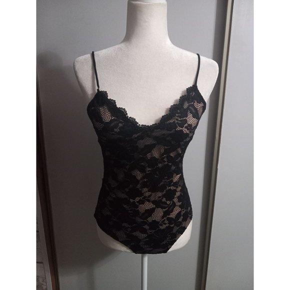 Papaya Medium Black Lace Lined Stretch Night Out Biker Statement Bodysuit - Picture 1 of 4